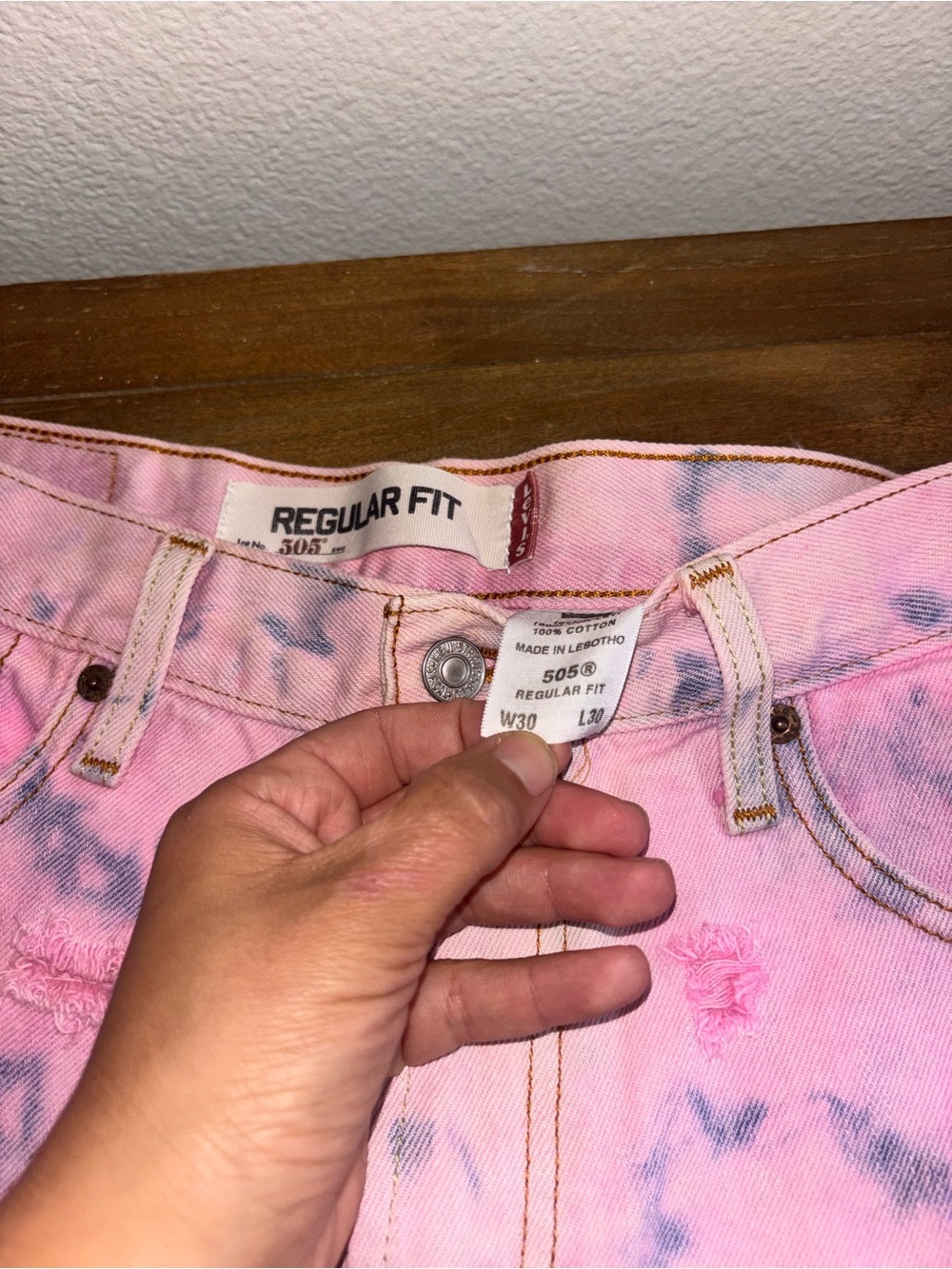 Pink Tie-Dye Distressed Denim Shorts - Picture 4 of 7